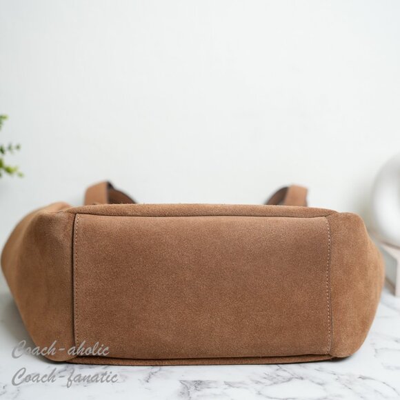NWT Coach Hadley Turnlock Tote Bag CCC76 Suede Leather /sienna - Picture 9 of 11